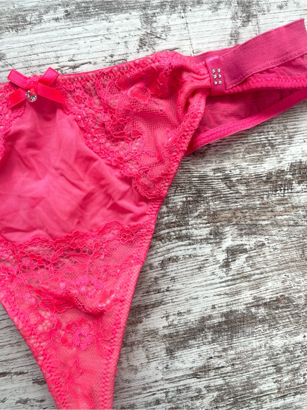Victoria’s Secret Hot Pink Lace Thong Panty Small